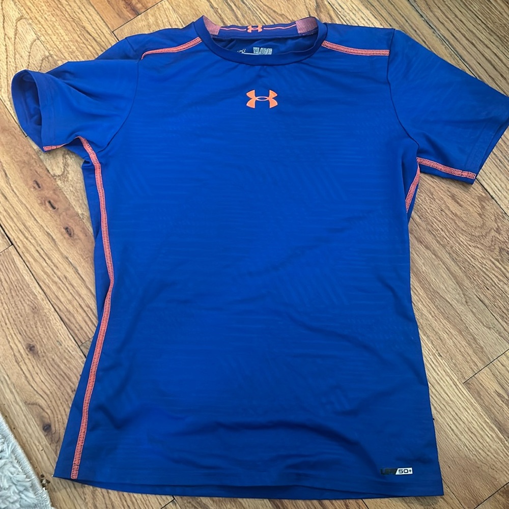 Under Armour Royal Blue and Orange Compression / Swim Shirt with UPF 50, Size XL
